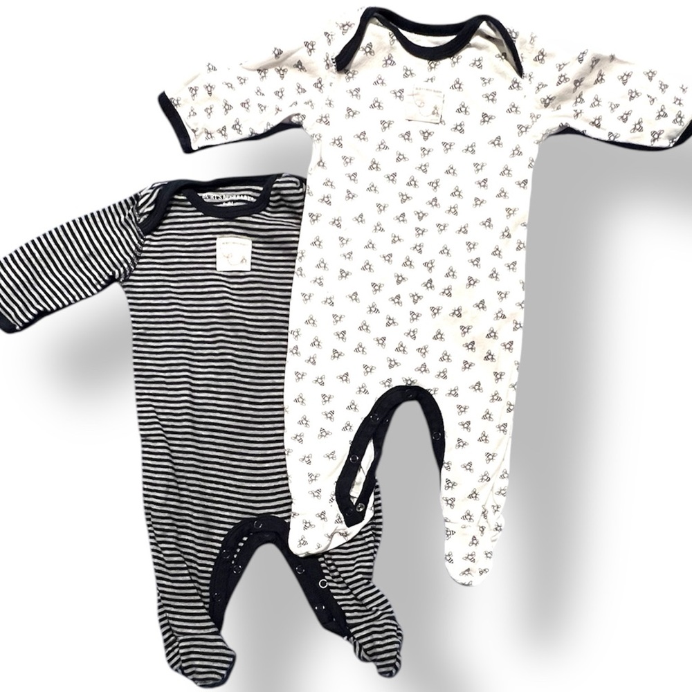 Black and White Striped and Printed Kids One Piece Set